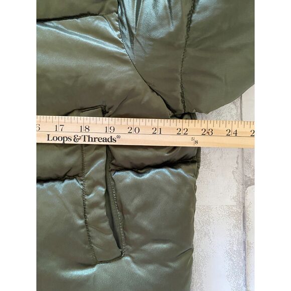 Seven For All Mankind Green Puffer Oversized Cropped Adjustable Waist Jacket L - Picture 6 of 11